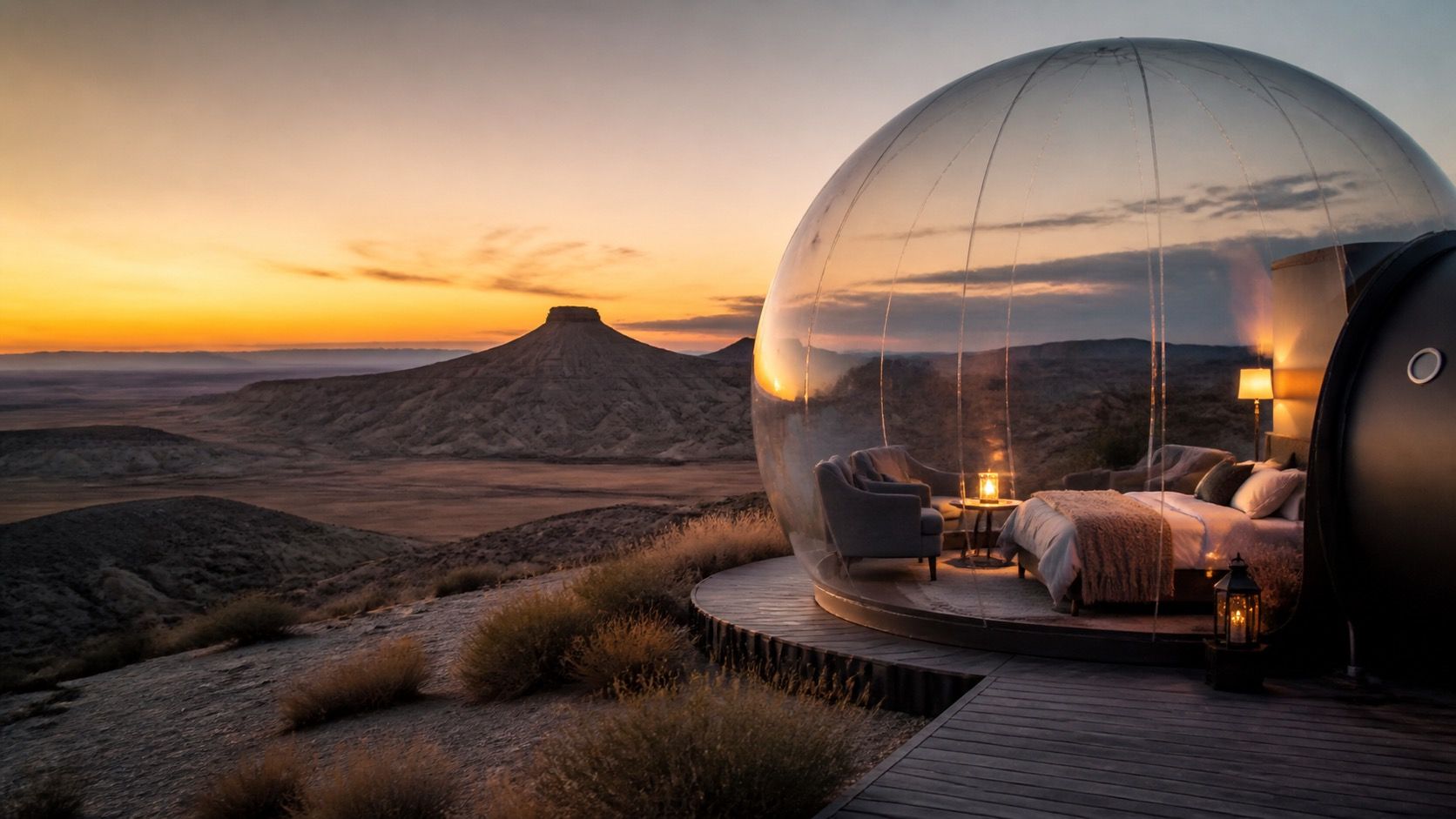 Bardenas Reales en hotel burbuja: escapada romántica para quien busca paisaje abierto y poca prisa