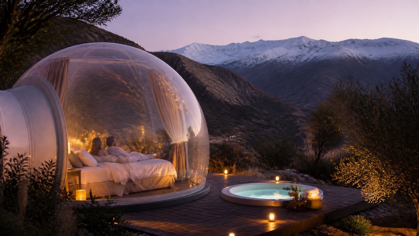 Escapada romántica en burbuja en Granada: montaña, jacuzzi y una noche que conviene planear con calma