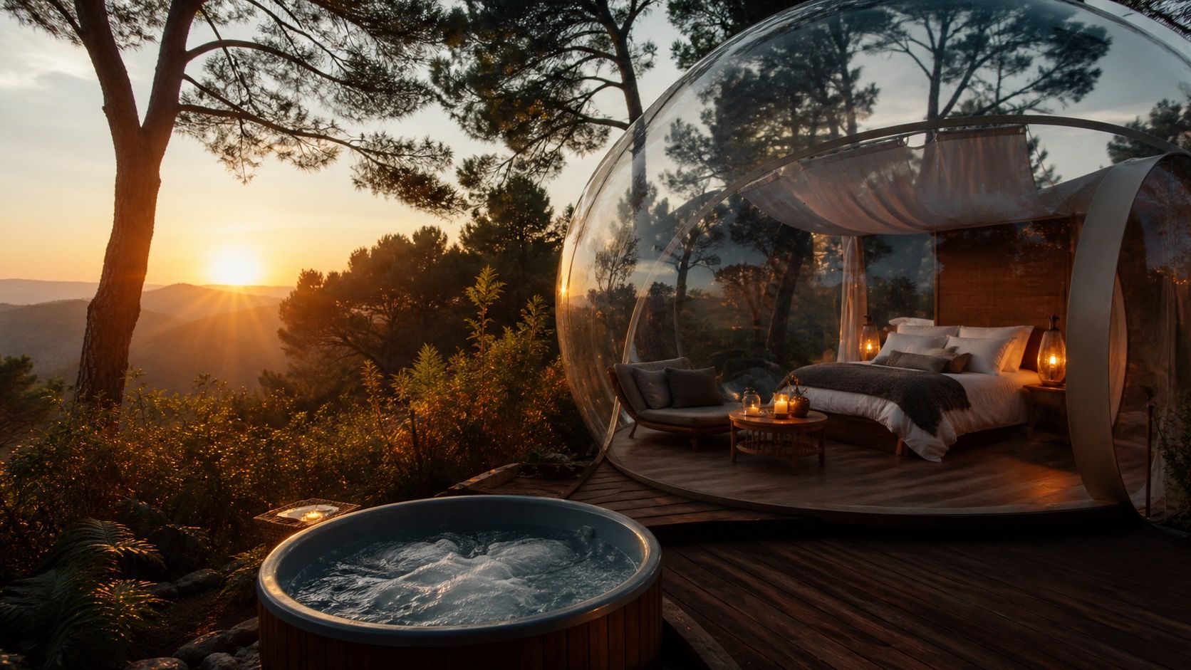 Hotel burbuja en Cataluña con jacuzzi: escapada romántica entre costa, interior y cielo abierto